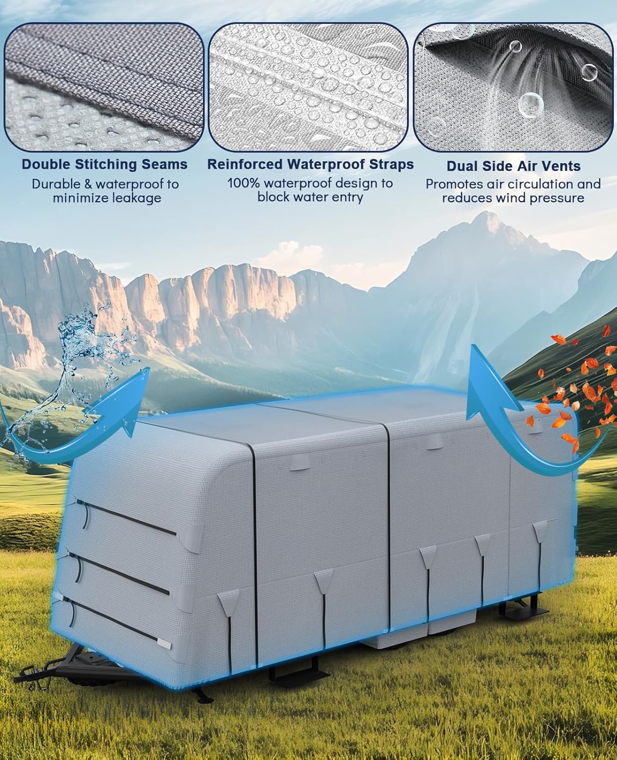 Detalle de Heavy-Duty Caravan Cover with 4-Layer Technology for 18-30+ ft Motorhomes