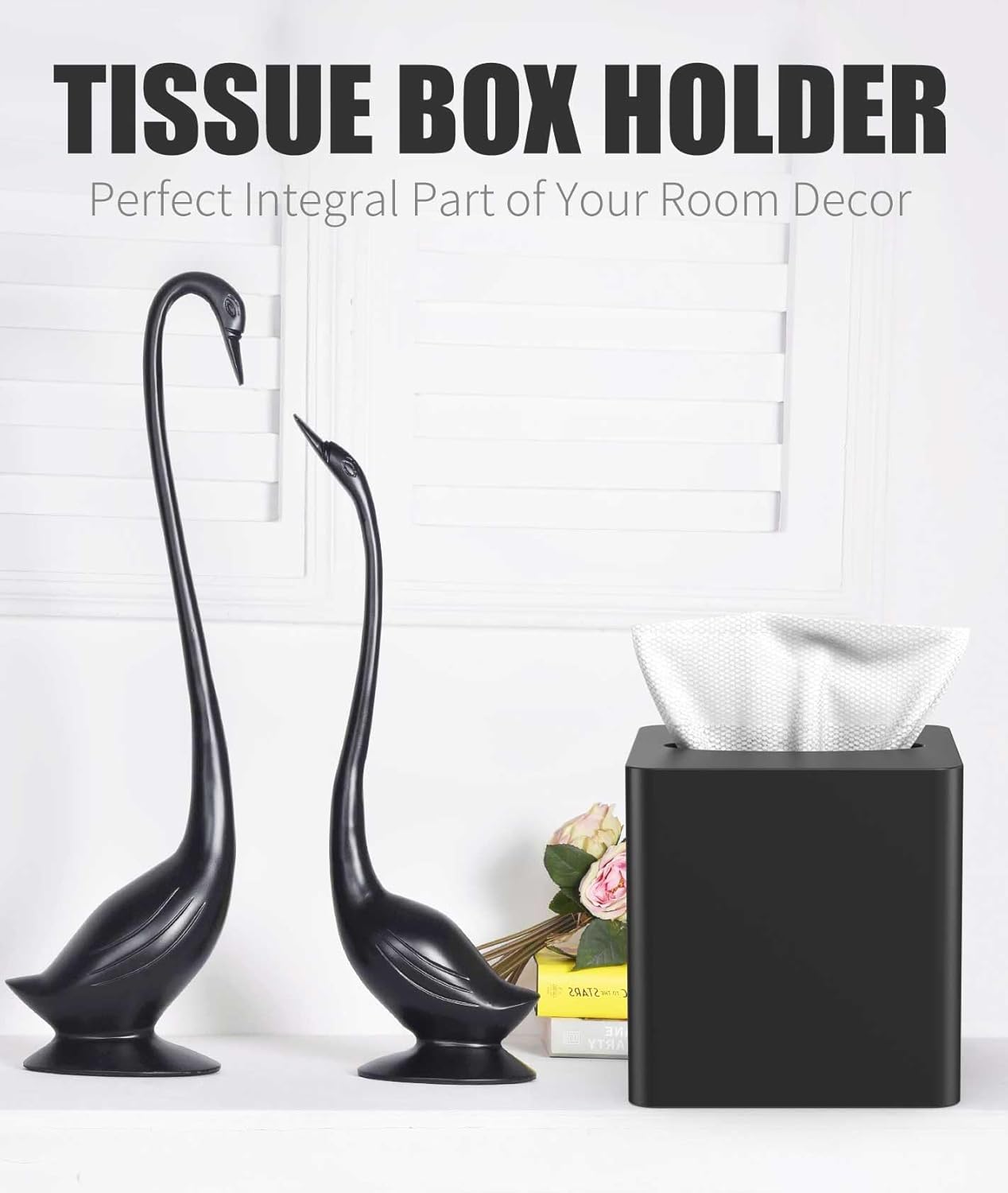 Detalle de Livelab Tissue Box Cover Square – Oak Wood, Black