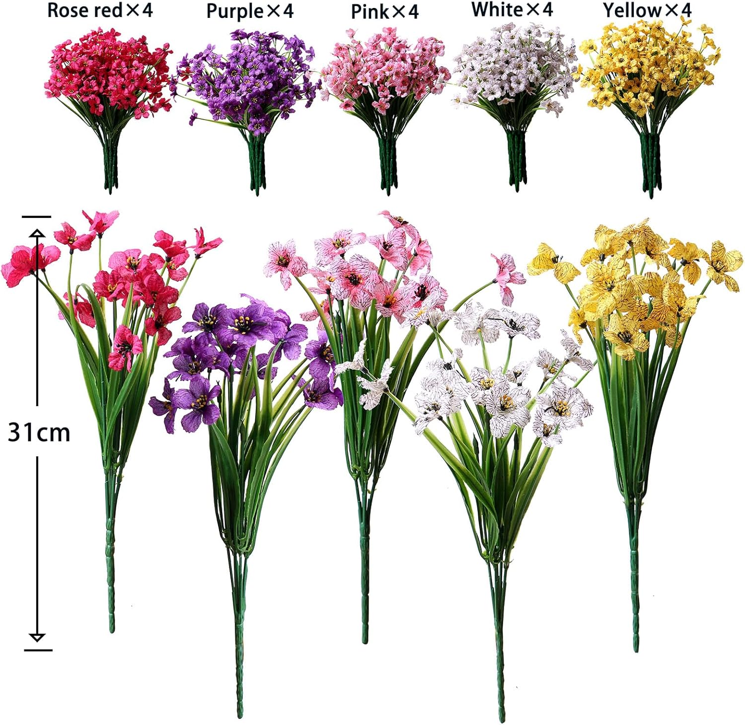 Thumbnail 6 de YXYQR 20 Bundles Artificial Flowers – UV‑Resistant Silk Look for Outdoor Decor