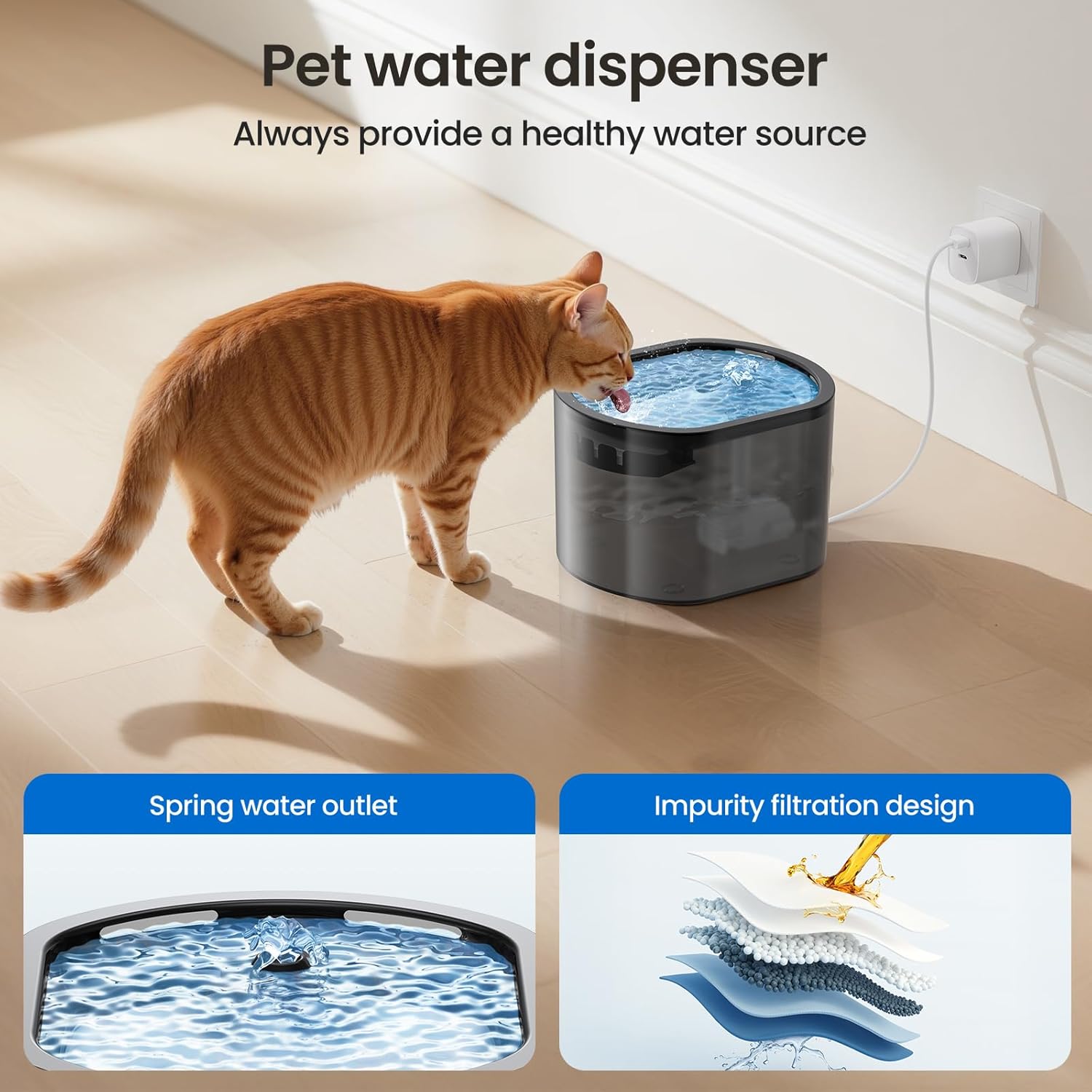 Thumbnail 6 de Evoliq Automatic Cat Feeder and Water Fountain (2-in-1) with Timer, 3L Dry Food & 2.5L Water Tank