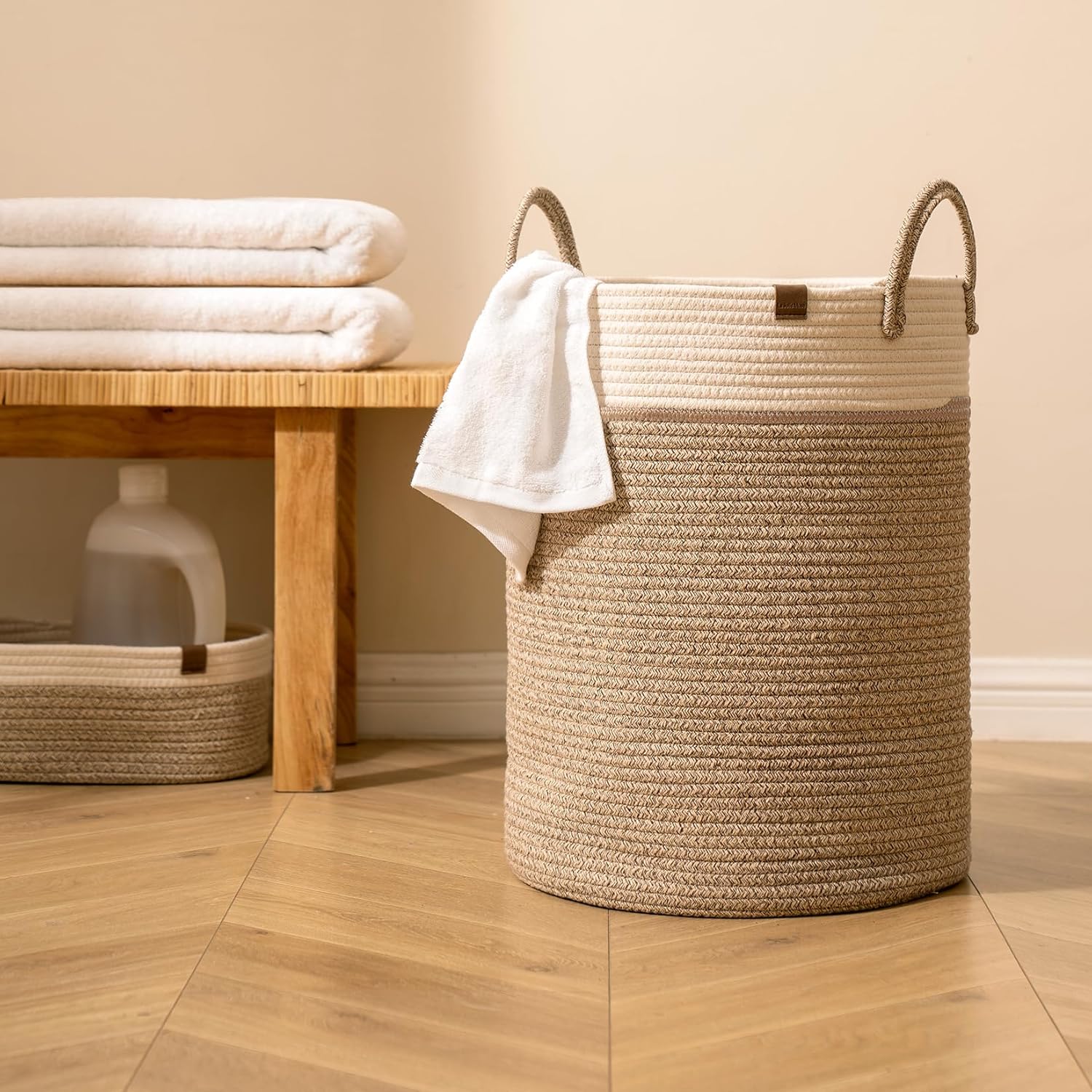 Thumbnail 6 de La Jolíe Muse geflochtener Baumwollseil-Korb L (58 l) – Wäschekorb, Decken-Organizer und Spielzeug-Aufbewahrung