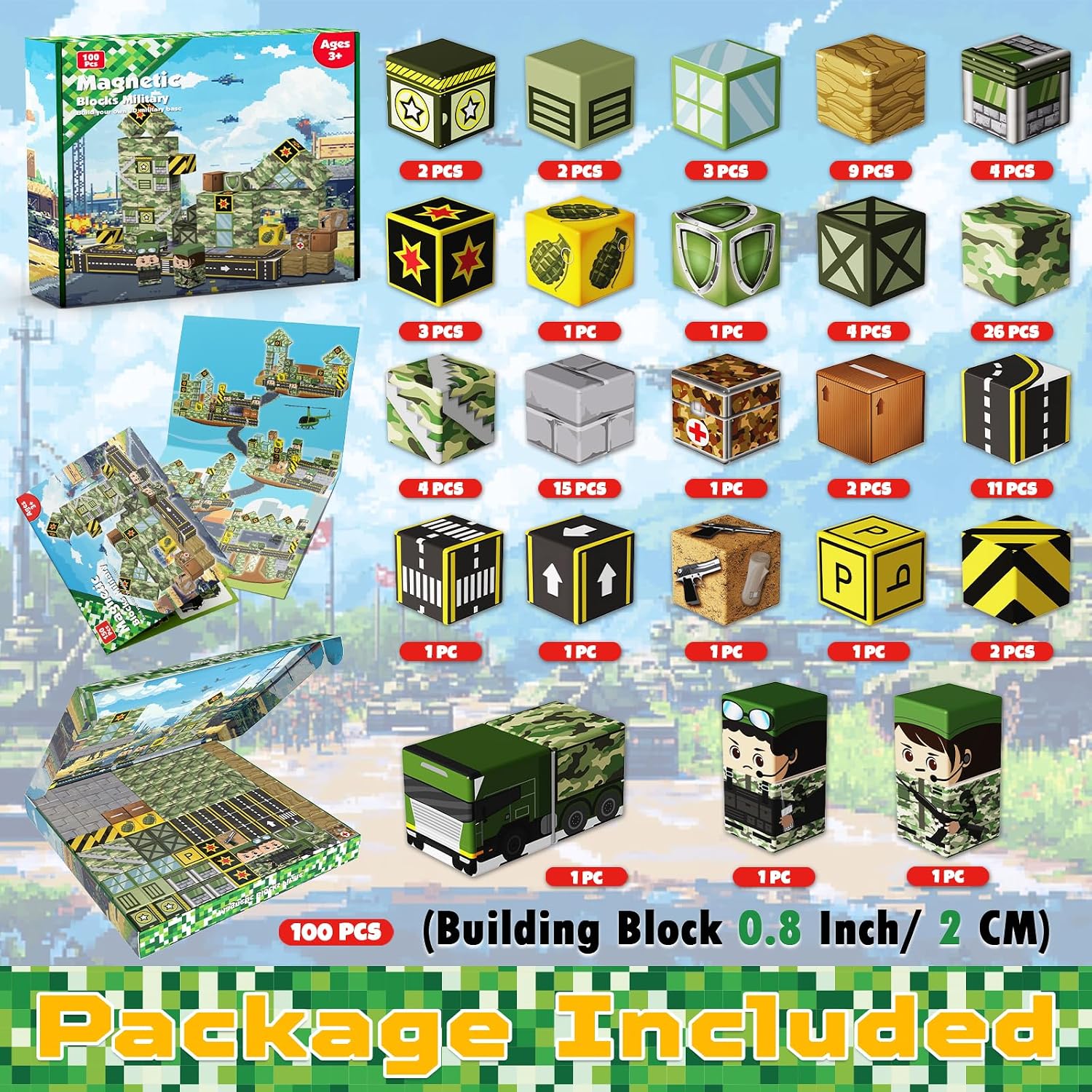 Detalle de Magnetic Building Blocks, 100-Piece Set