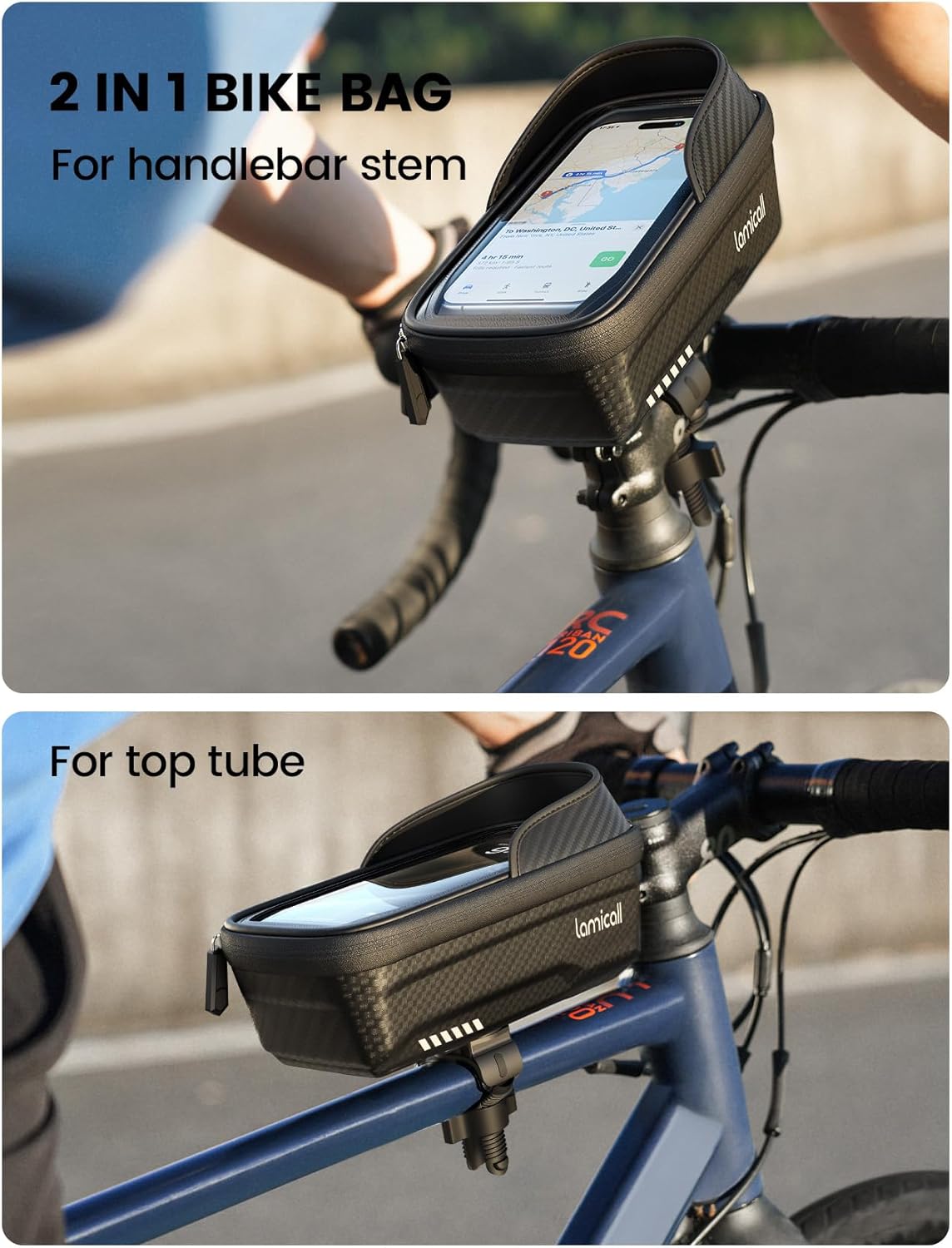 Detalle de Lamicall Waterproof Bike Frame Bag 1.3L