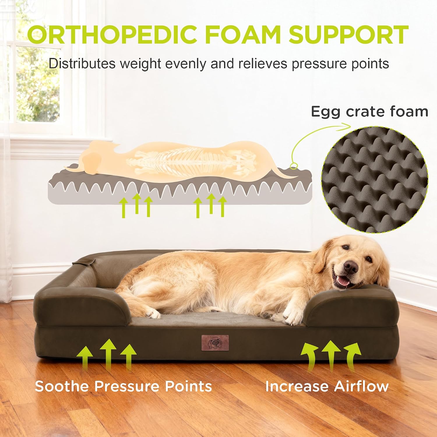 Detalle de Song Puppy Dog Beds-48x30 Orthopedic Dog Bed, 48 x 30-Inch, Dark Brown