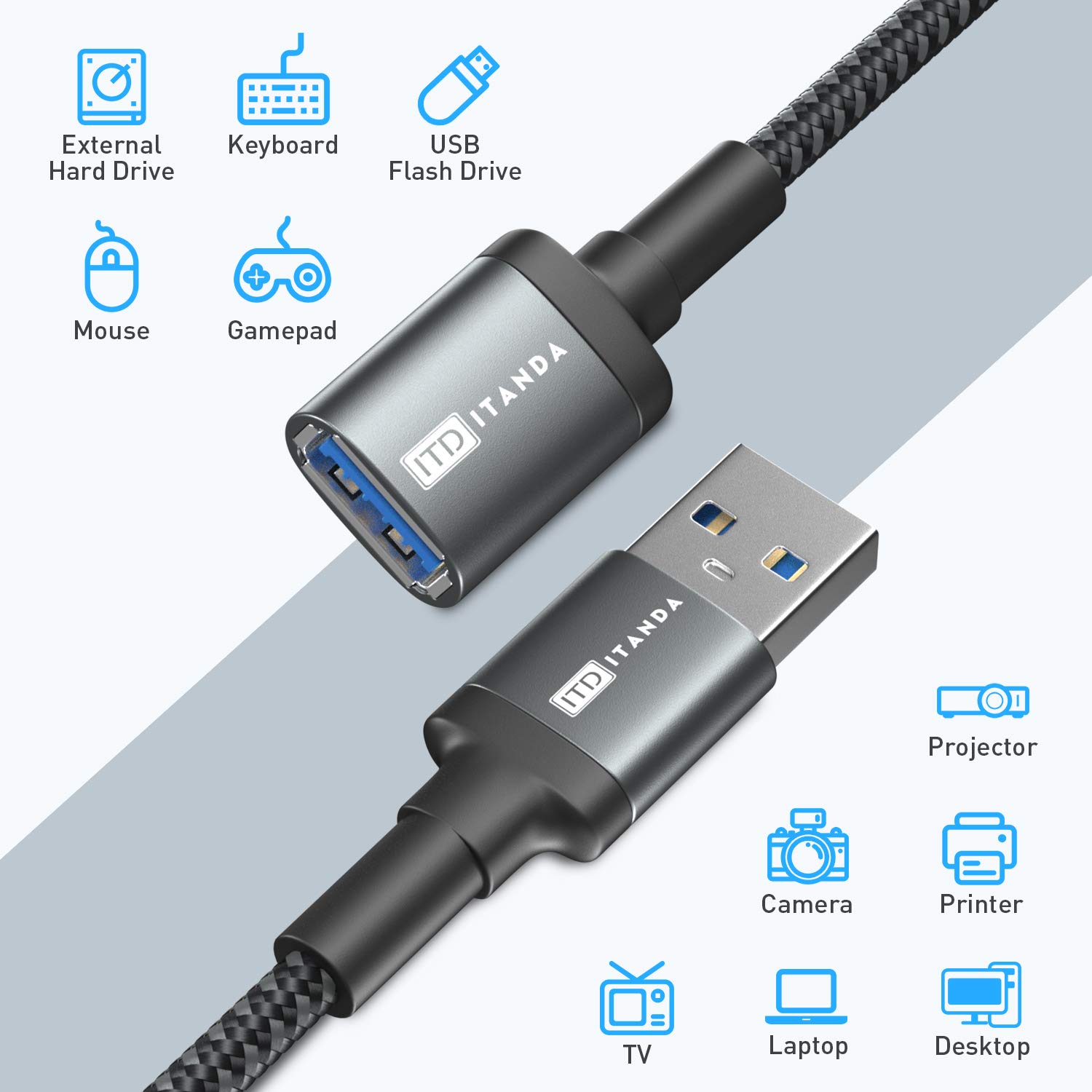Thumbnail 5 de ITD ITANDA 10ft USB 3.0 Extension Cable for Peripherals 🖥
