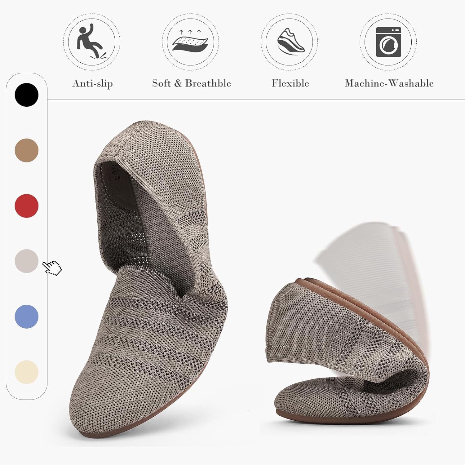 Thumbnail 5 de Puxowe Damen Ballerina Slip On Strick – Bequeme flache Schuhe für Alltag