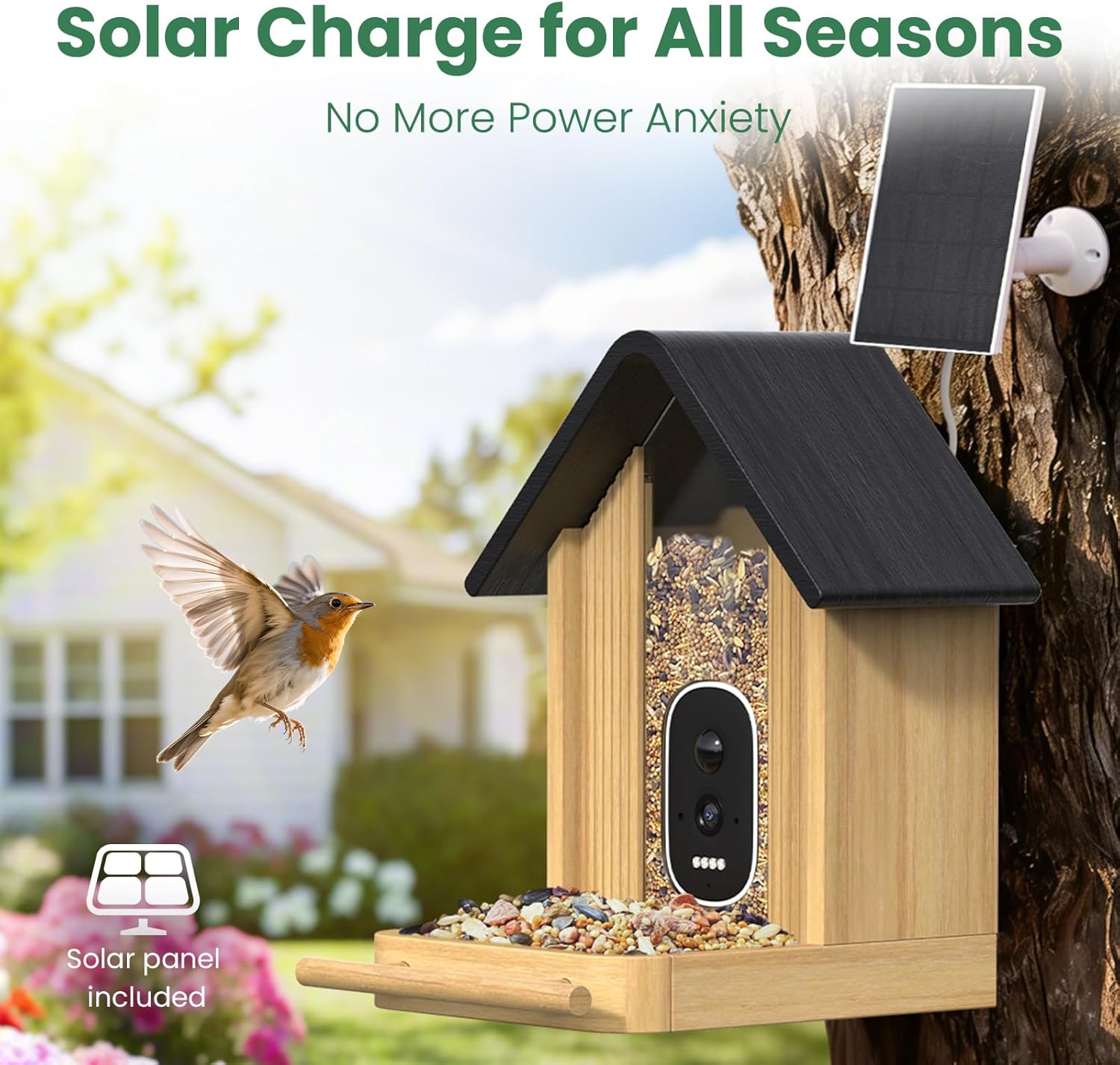 Thumbnail 5 de WLNYUGS Bird Feeder with Camera – Smart Bamboo 2.5K UHD AI Identification