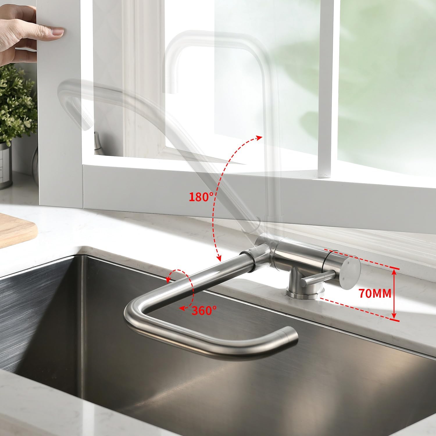 Thumbnail 2 de CECIPA Rubinetto Cucina Pieghevole: rotazione 360°, pieghevole 180° e due modalità di getto