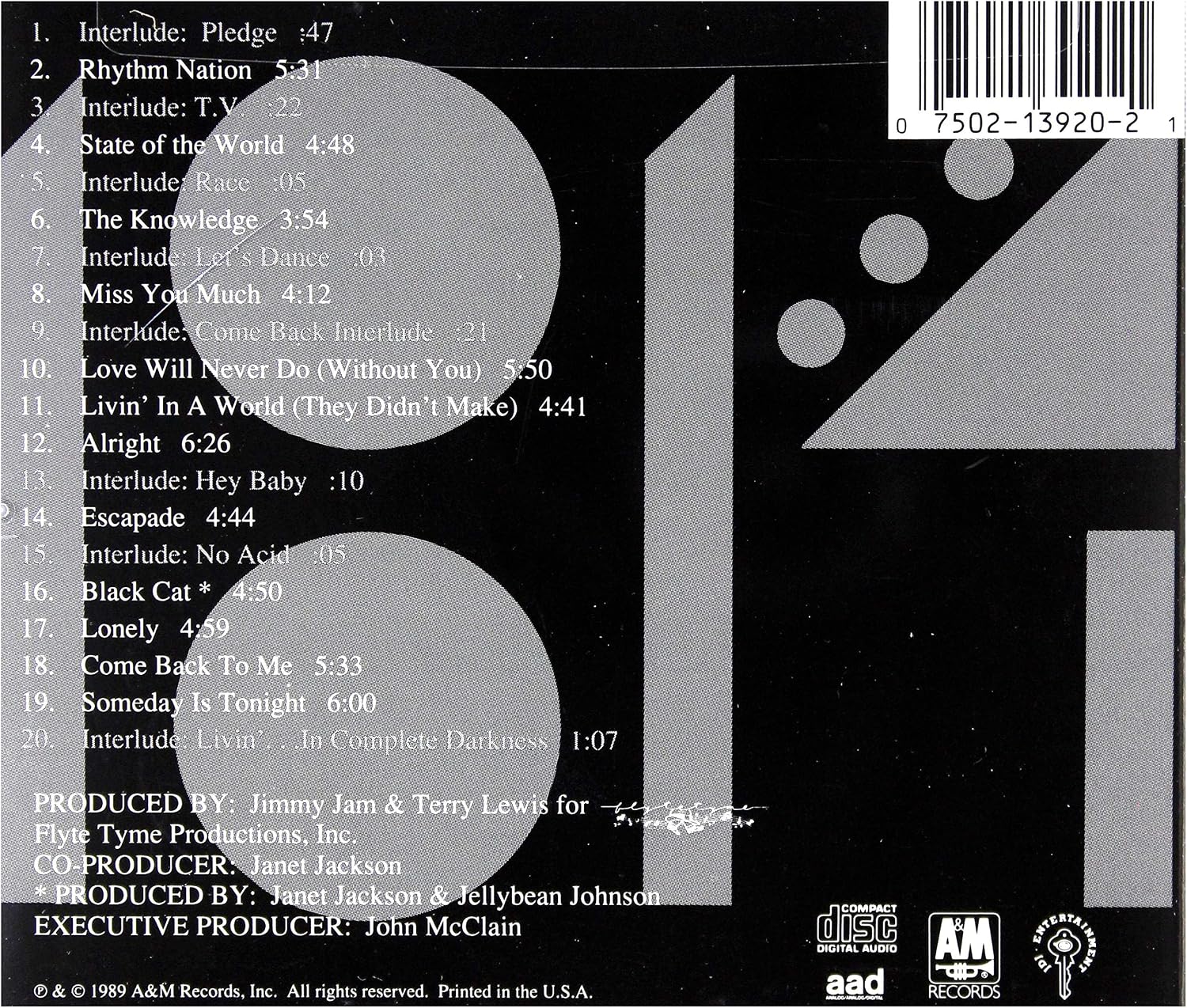 Detalle 2 de Janet Jackson Rhythm Nation 1814 CD, Soul/R&B and dance-pop