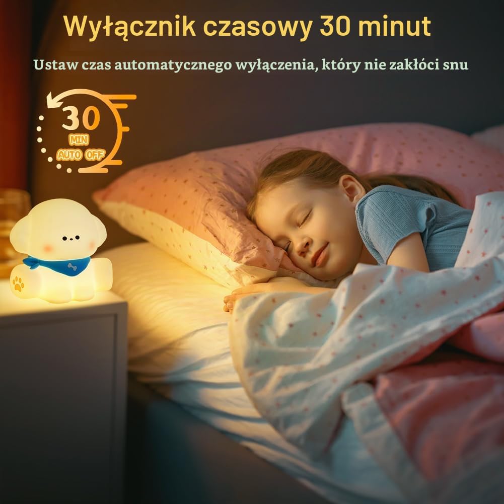 Detalle 1 de Ainiv lampka nocna LED dla dzieci, ściemniana, silikonowa, ładowana przez USB-C