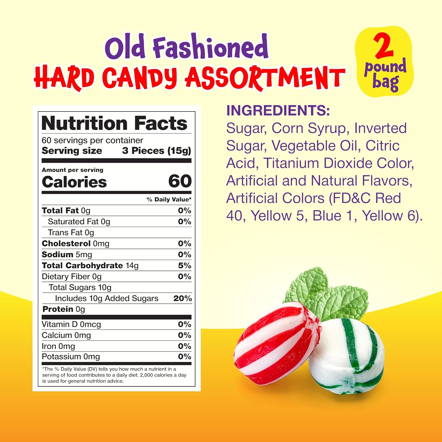 Detalle 2 de FUNTASTY Old Fashioned Hard Candy Assortment, 2 lb, Individually Wrapped