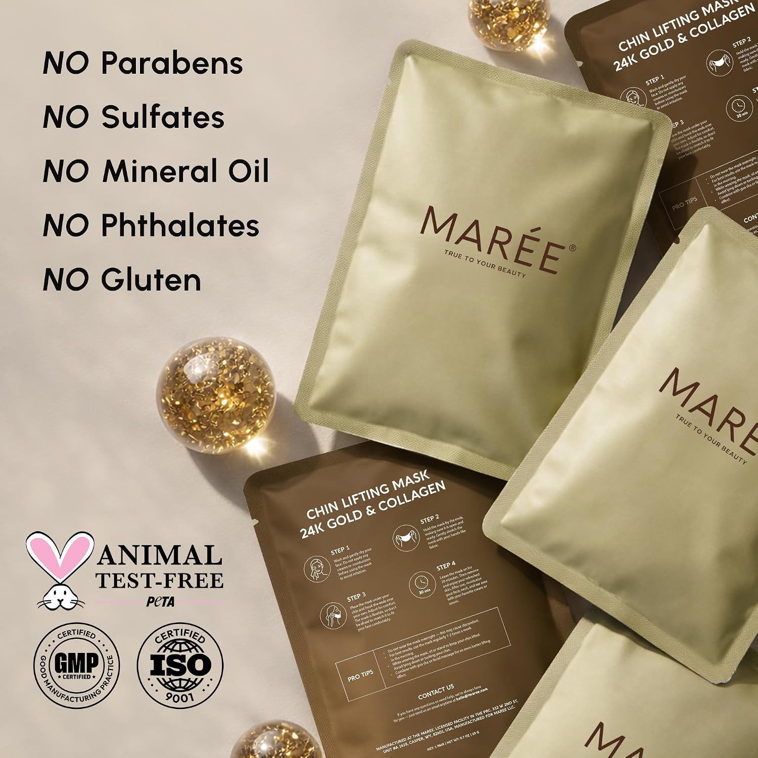 Thumbnail 6 de MAREE Chin Strap V Line Lifting Mask (24K Gold) Hydrogel Double Chin & Neck Lift Tape Mask, 10 PCS