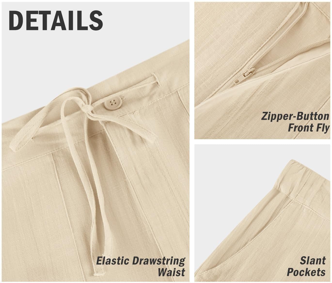 Thumbnail 5 de PASLTER Men’s Linen Casual Pants with Elastic Drawstring Waist (Loose Fit, Straight Legs)