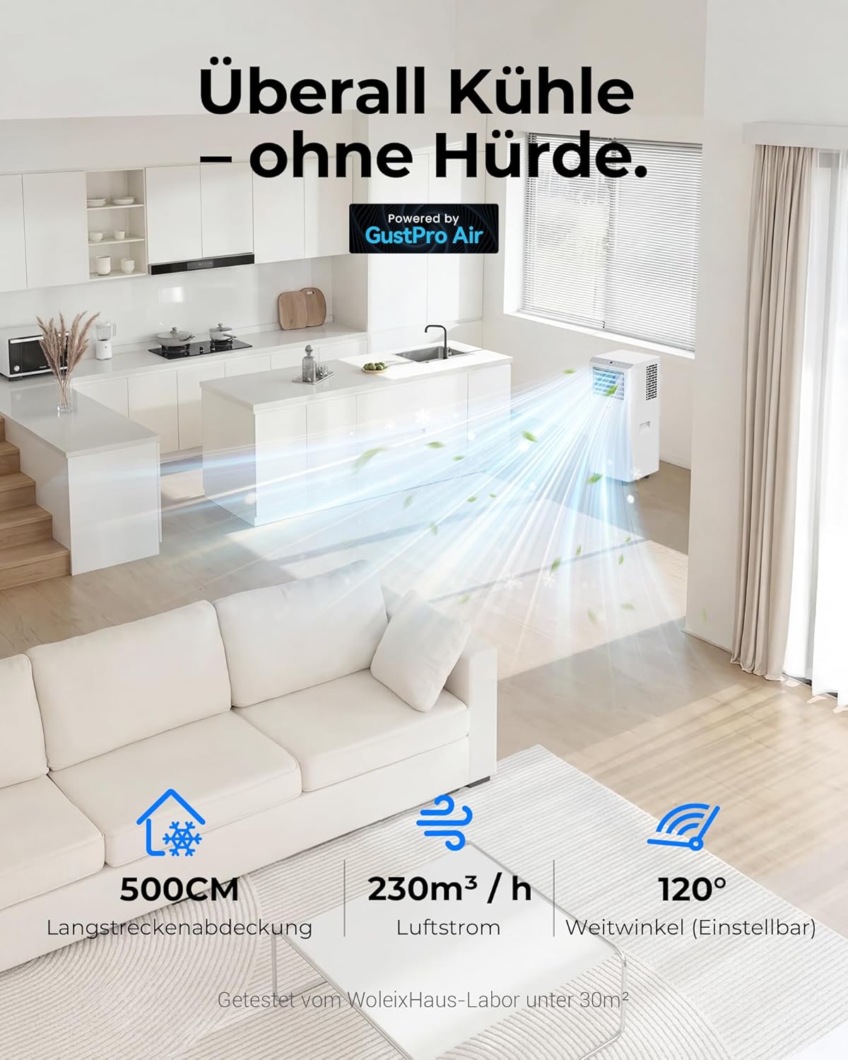 Thumbnail 4 de Mobile Klimaanlage 9000 BTU – Leises, 5-in-1 Gerät mit Abluftschlauch und Timer