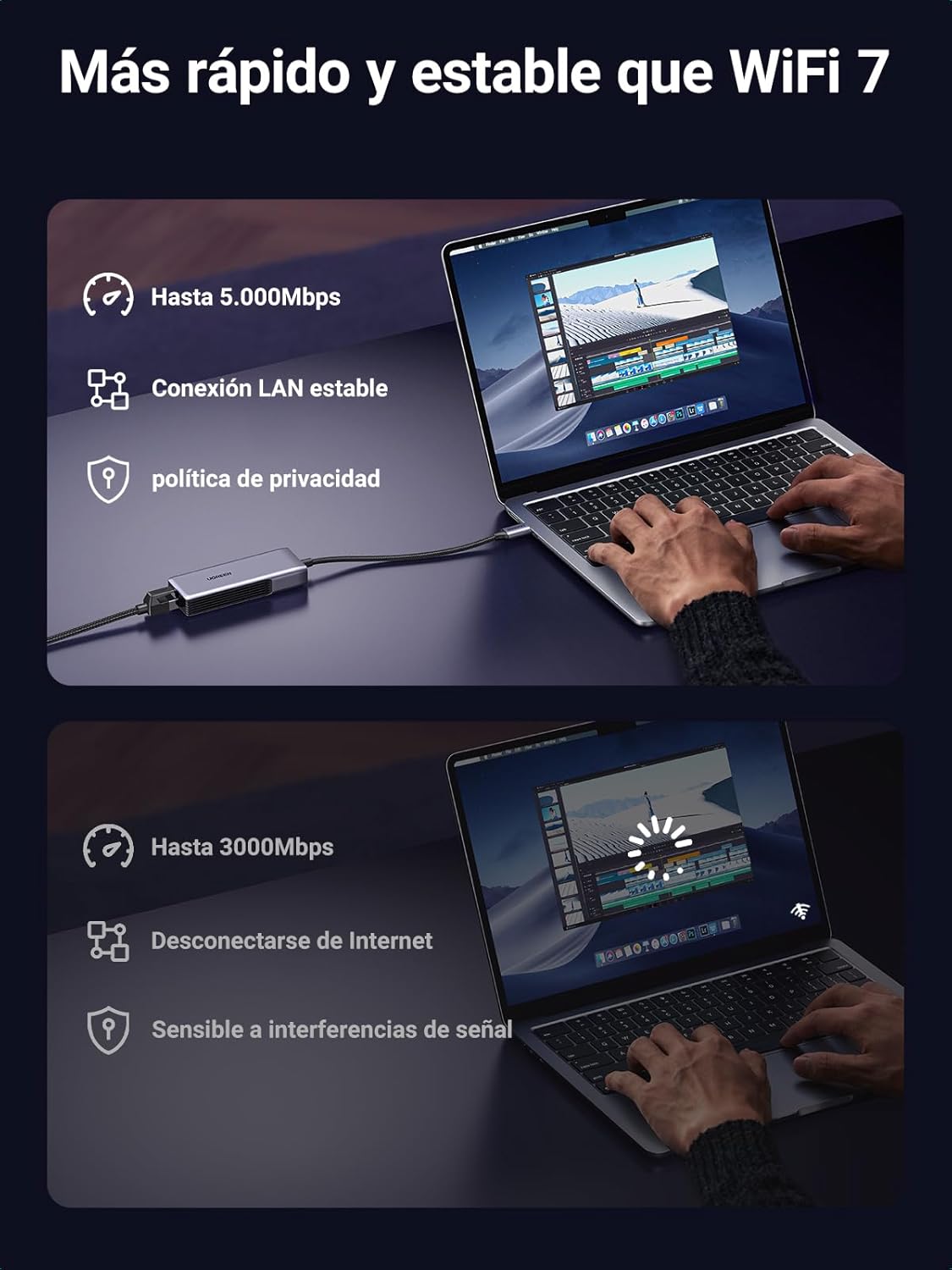 Thumbnail 5 de UGREEN Adaptador USB-C Ethernet RJ45 5Gbps 🌐 Conexión Rápida