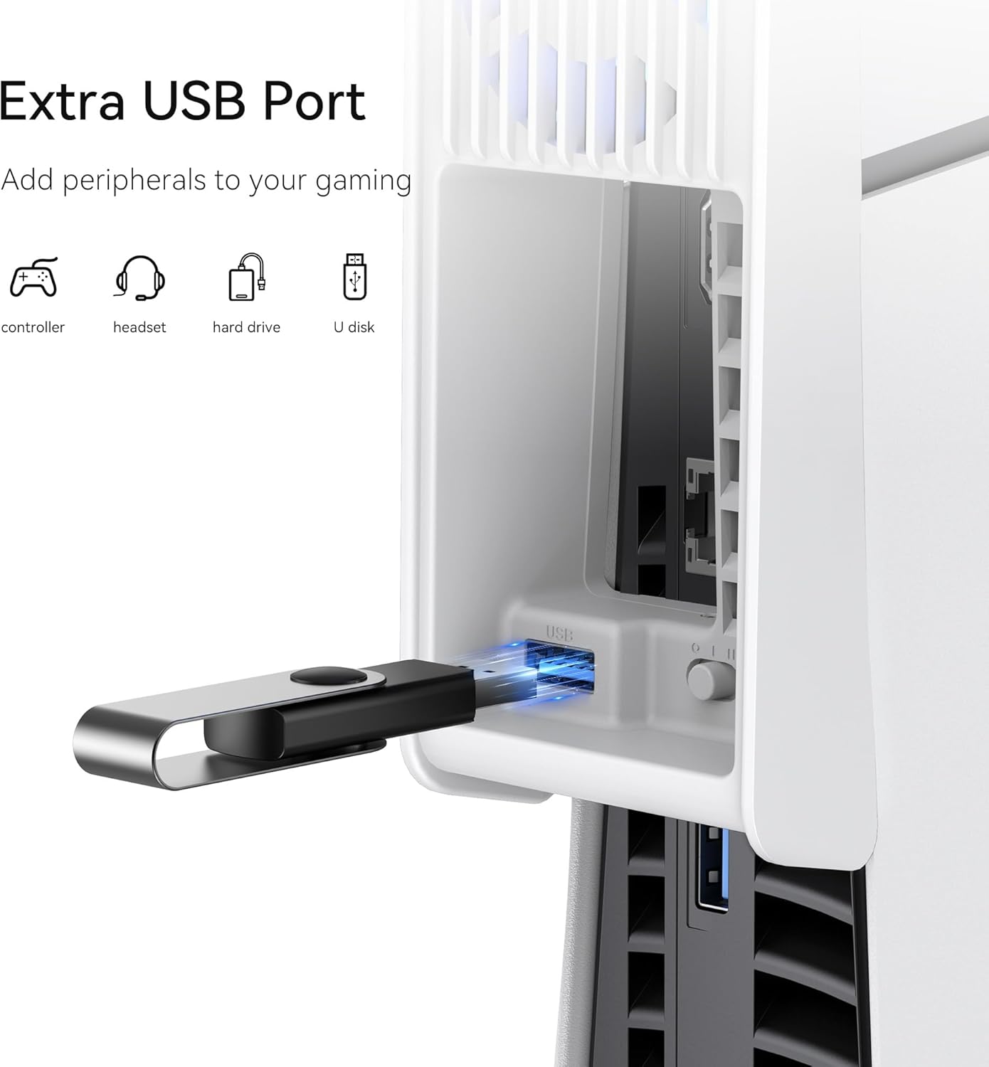 Thumbnail 5 de KIWIHOME Cooling Fan for PS5 Slim (2023) with Auto Speed, LED & USB 3.0 Port