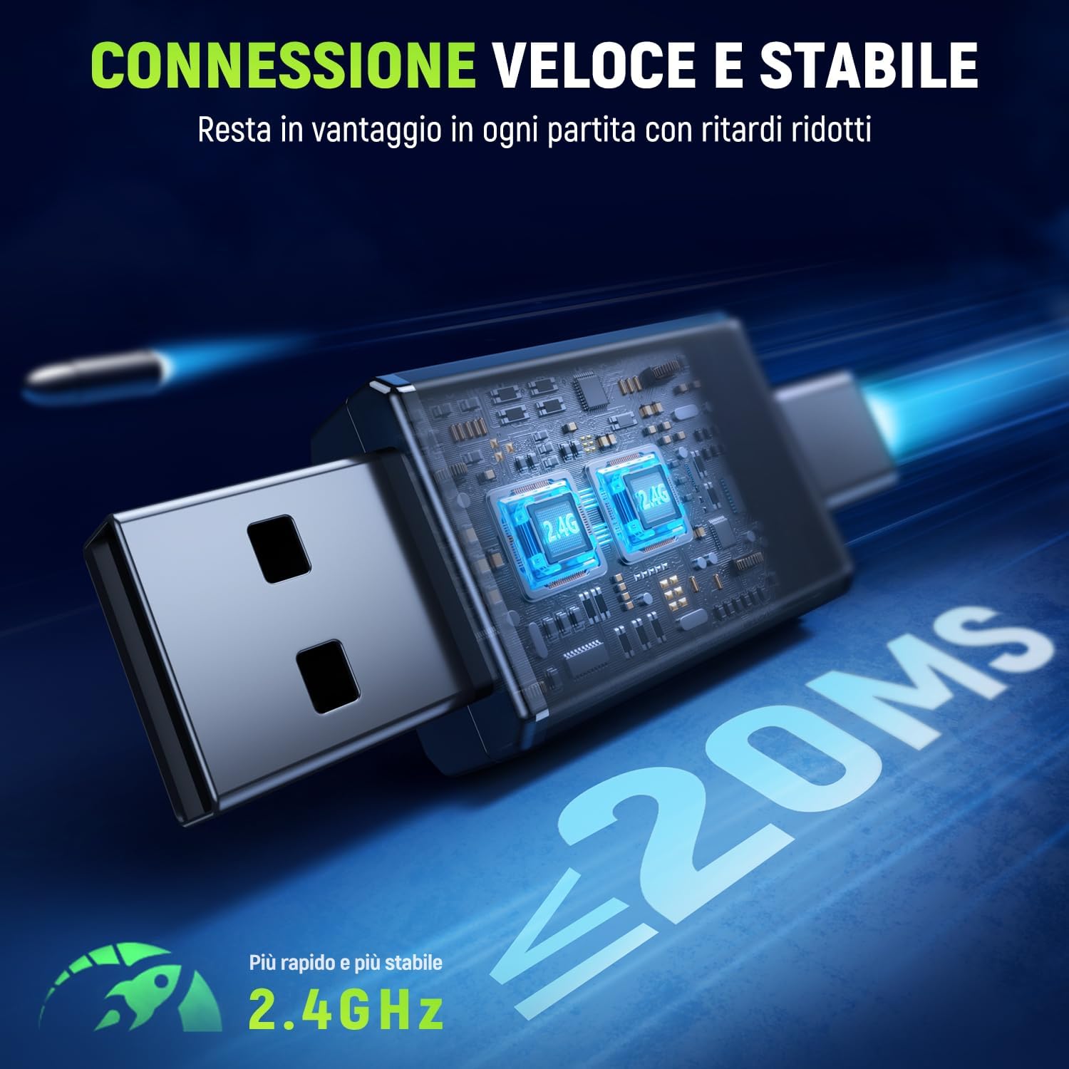 Thumbnail 2 de Tatybo Cuffie Gaming Wireless Dual Mode 2,4 GHz + Bluetooth 5.4 con Surround 7.1 e microfono con cancellazione del rumore