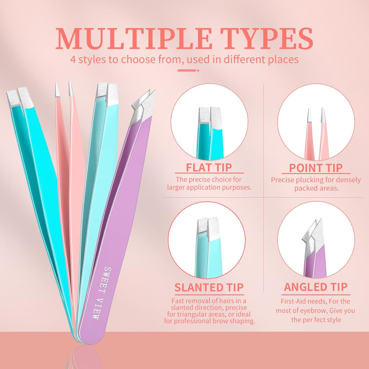 Detalle 2 de SWEET VIEW 7pcs Eyebrow Tweezers Kit ✂