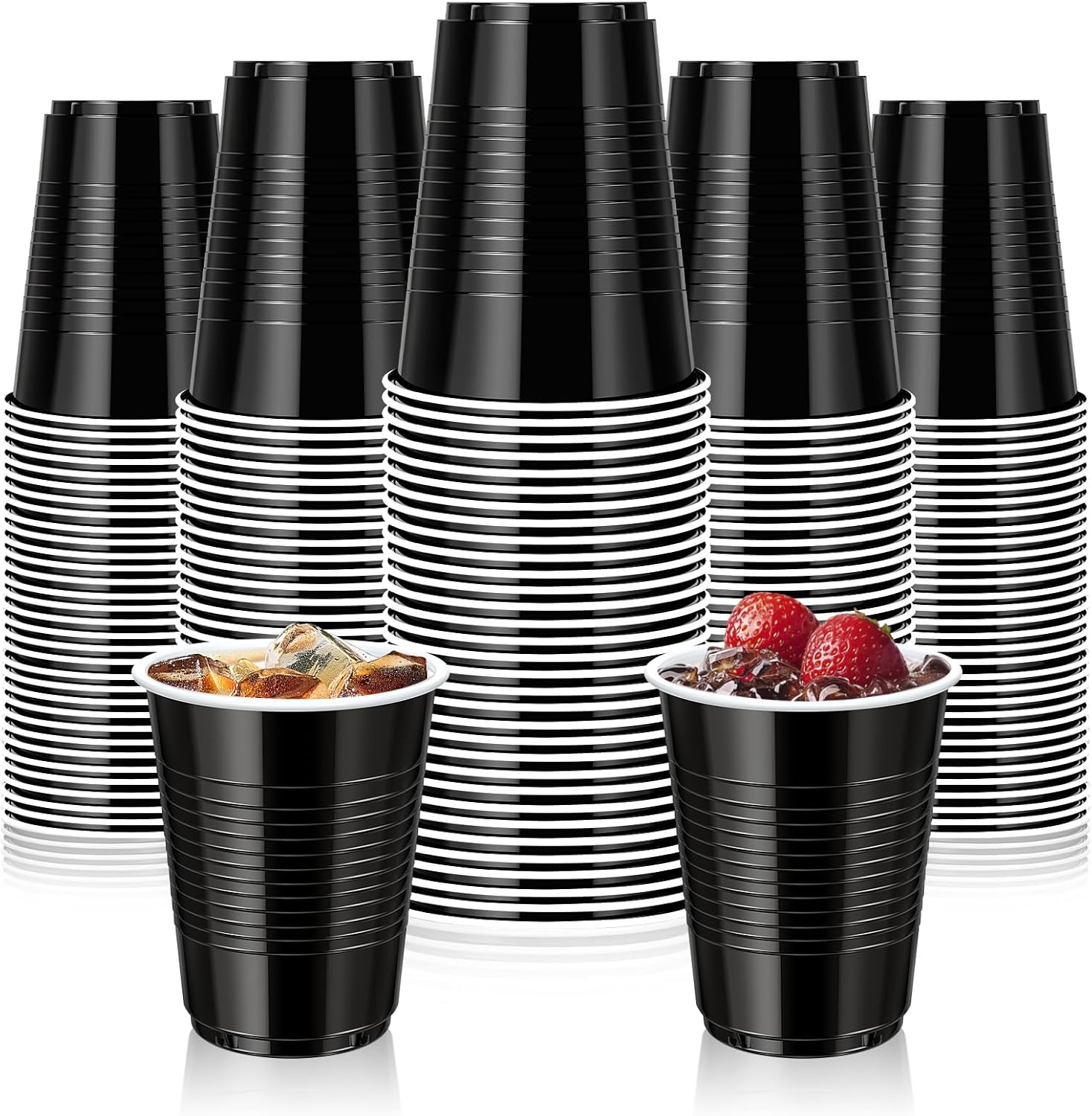 Detalle de mwellewm GHJSDR Black Plastic Party Cups, 18 oz, Wide Mouth