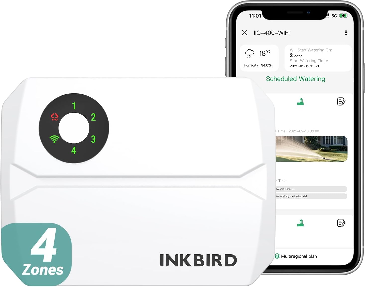 Detalle de Inkbird IIC-400 centralina irrigazione 4 zone 🌱