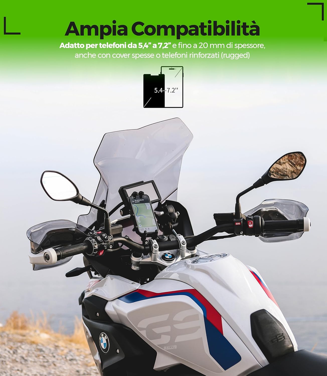Thumbnail 4 de MOGGAM Porta Cellulare Moto Antivibrazione – Supporto rugged per manubrio 22–32 mm, 5.4–7.2 pollici
