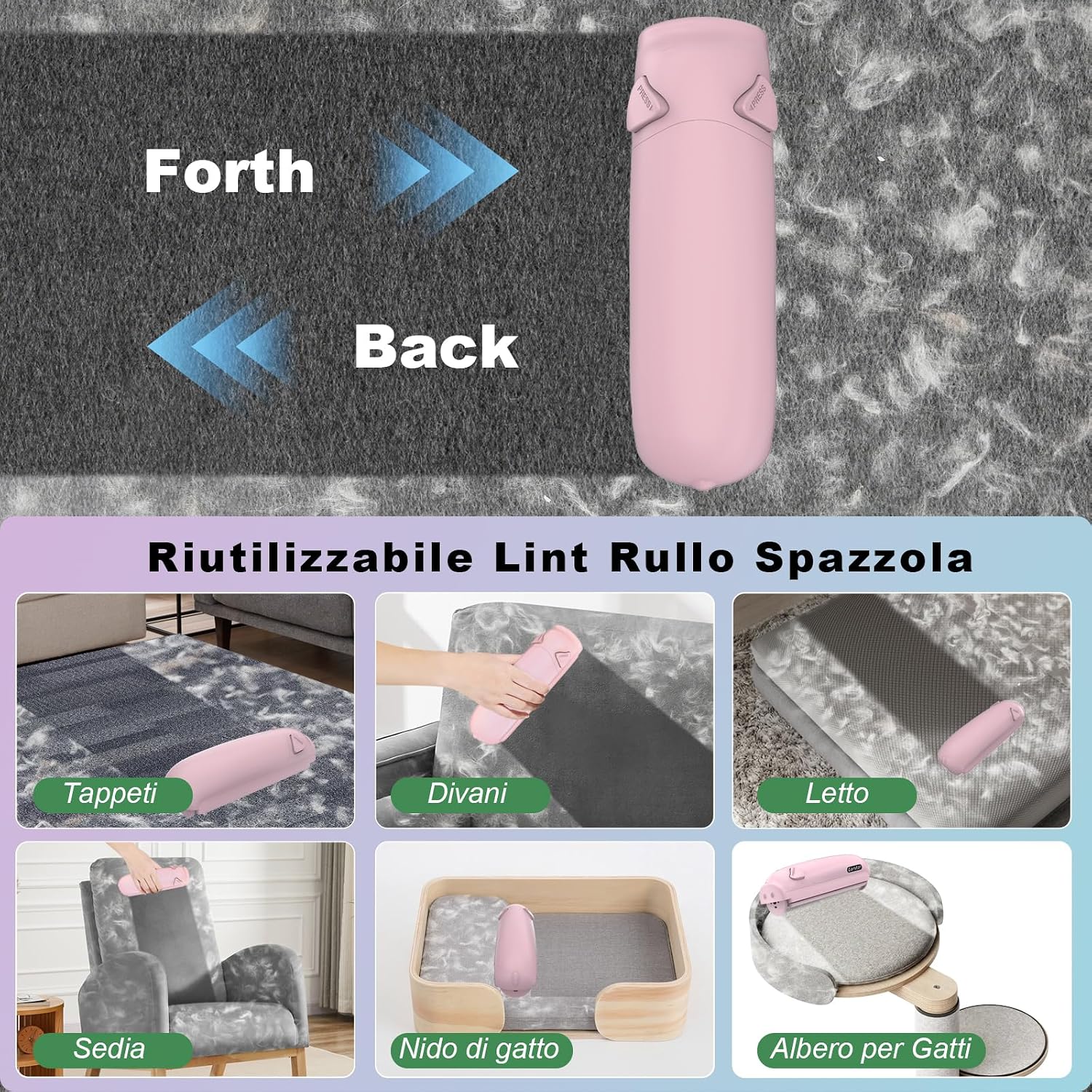 Thumbnail 3 de Garstor Katzenhaarentferner - Fusselrolle Rosa