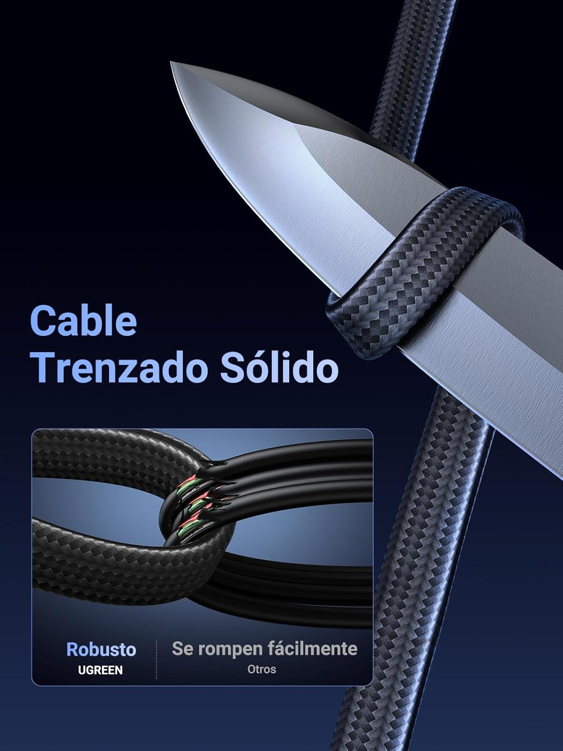 Detalle 2 de UGREEN Cable Ethernet Cat 8 40Gbps 8M - Ideal para Gaming