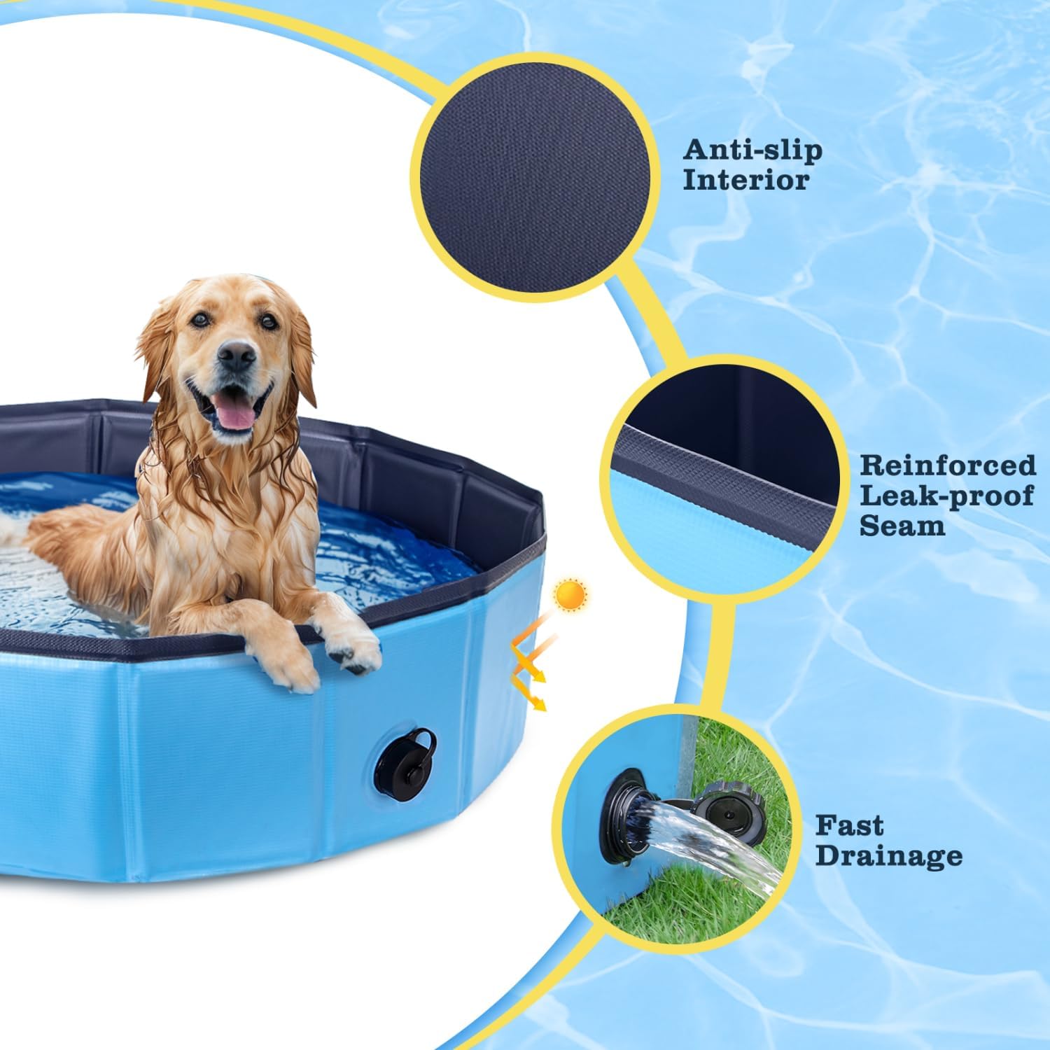 Thumbnail 3 de Nobleza Piscine pour chien rigide pliable en PP et PVC – baignoire 80×20 cm (S) bleu
