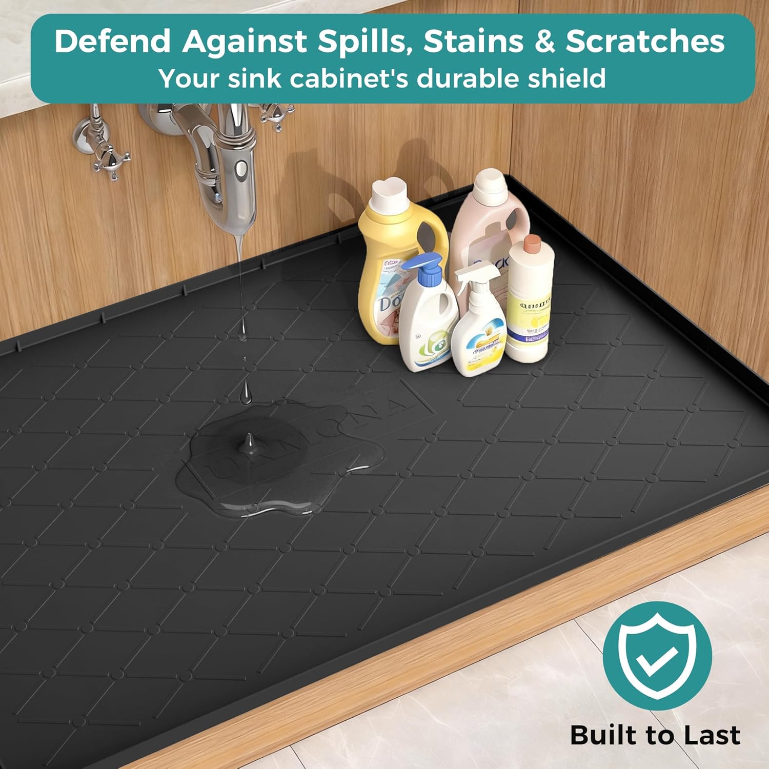 Thumbnail 3 de URMONA 34" x 22" Waterproof Silicone Mat for Under Sink Storage, Kitchen & Bathroom