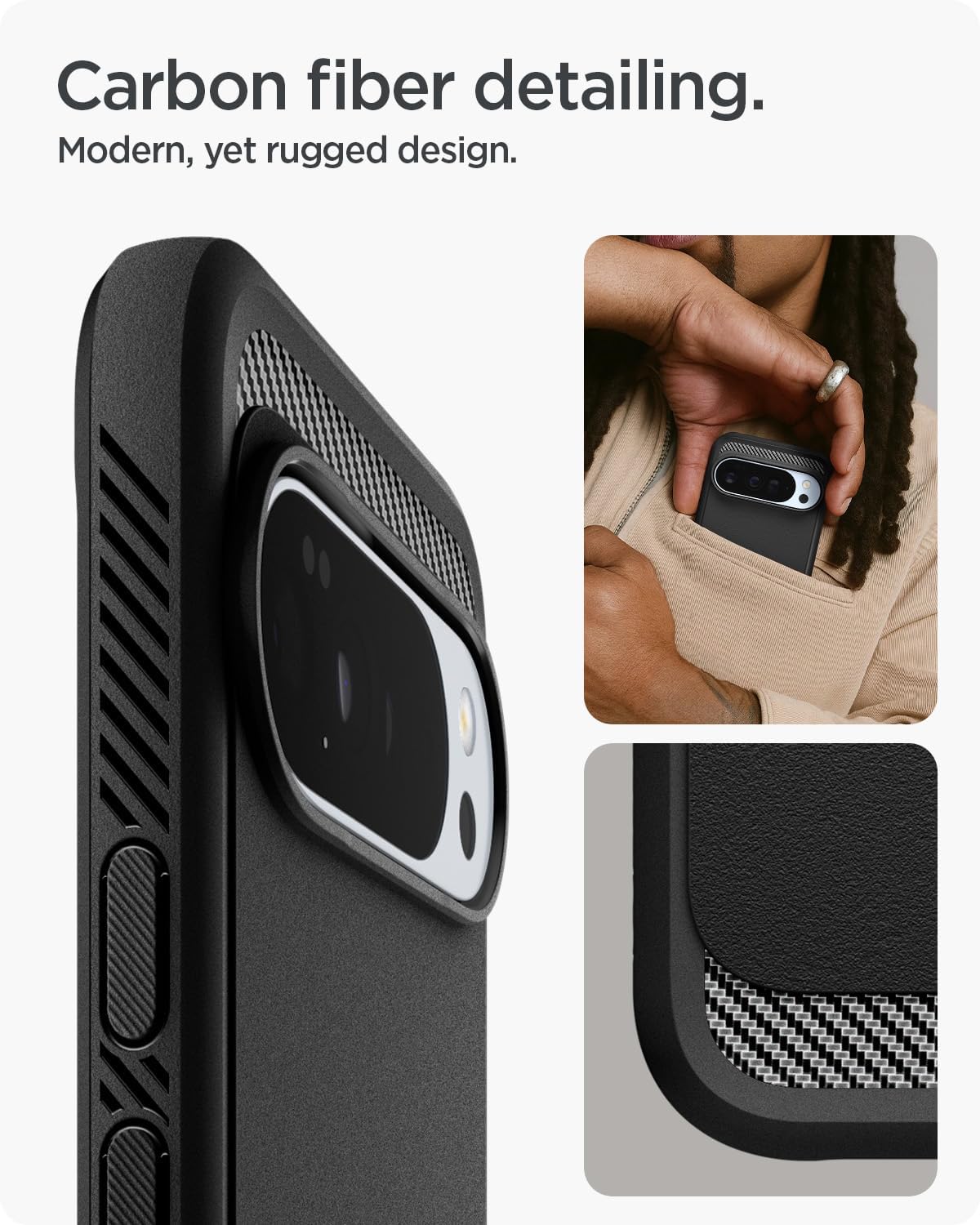 Thumbnail 4 de Spigen Cover Rugged Armor MagFit per Google Pixel 10 Pro XL – Supporto MagSafe e PixelSnap, Nero opaco
