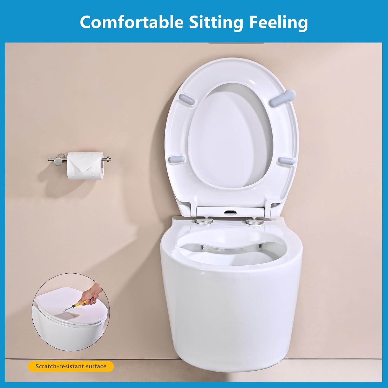 Detalle de YEAUPE PRO Abattant WC universel forme O blanc avec frein de chute et softclose, capacité jusqu’à 150 kg