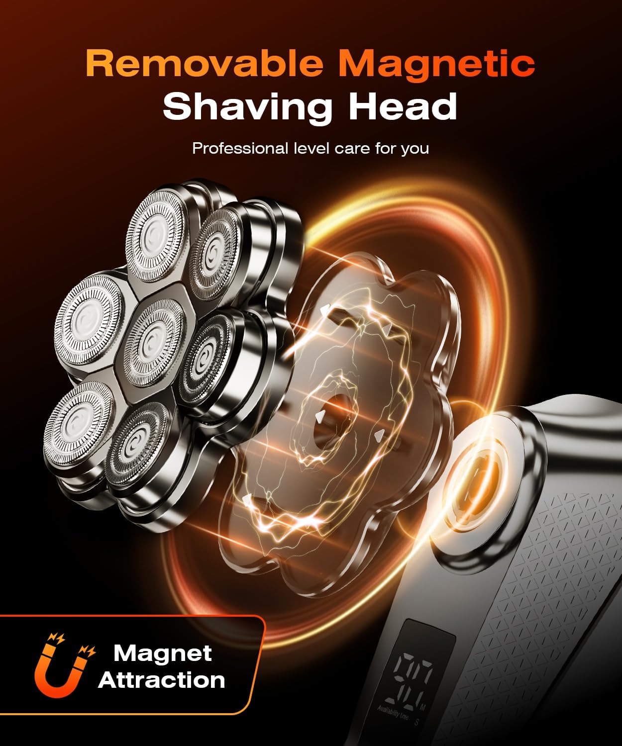 Detalle de TEPOTZ 7D Head Shavers (5-in-1) — Waterproof Wet/Dry Rotary Electric Shaver Kit for Men & Women