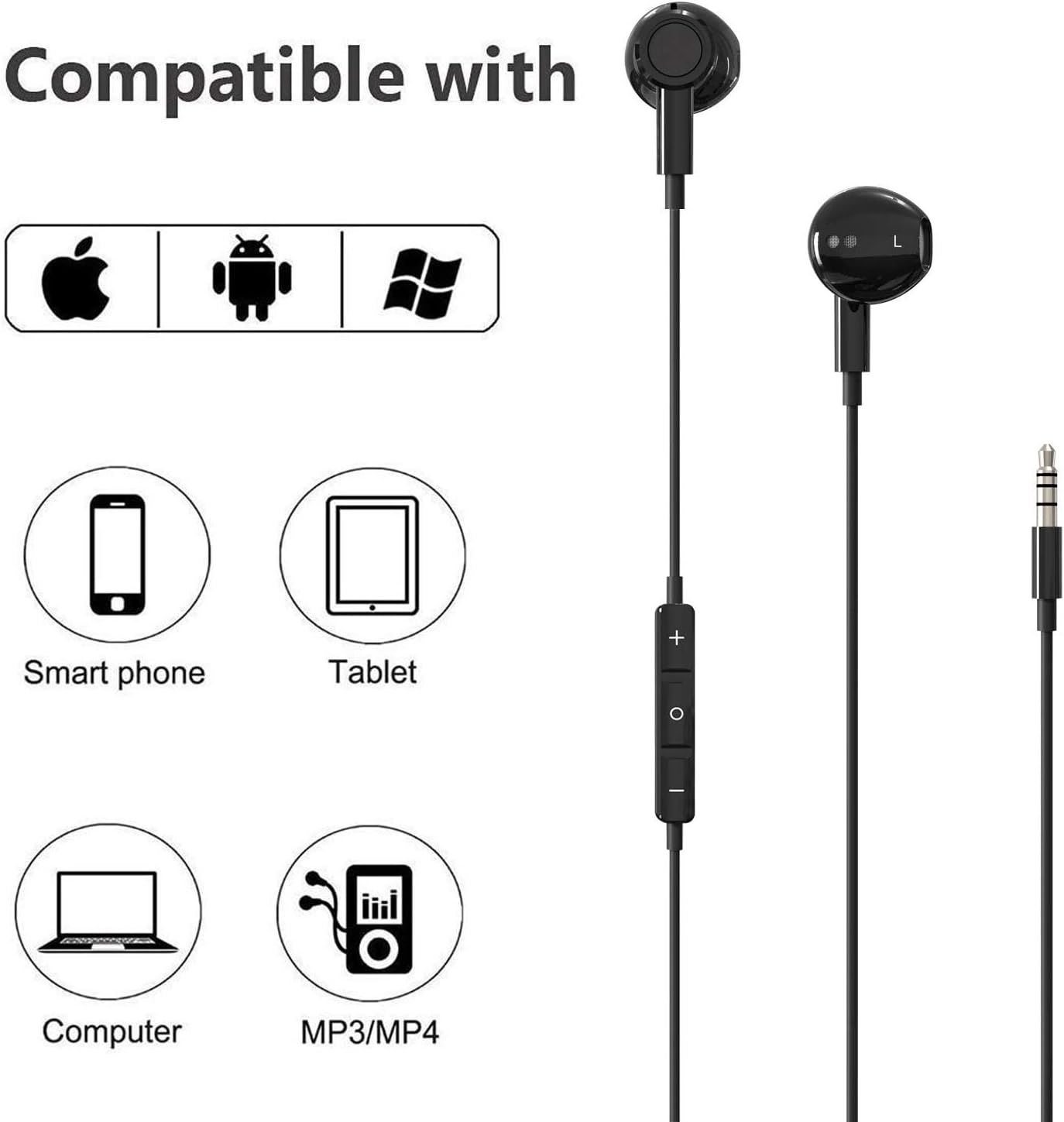 Detalle 2 de BENEWY Hi-Res Extra Bass Earbuds with Inline Mic and 3.5mm Jack