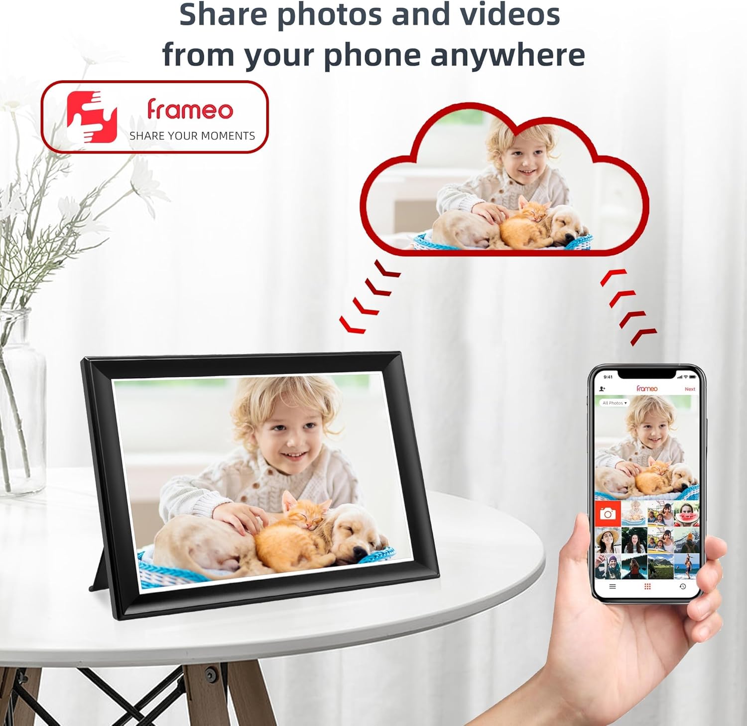 Thumbnail 5 de 11inch 64GB WiFi & 5G Digital Picture Frame with Touch Screen (Frameo app, FHD IPS, Weather & Clock)