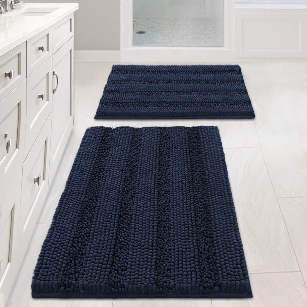 Detalle de H.VERSAILTEX Navy Blue Bath Rug Set 20" x 32"