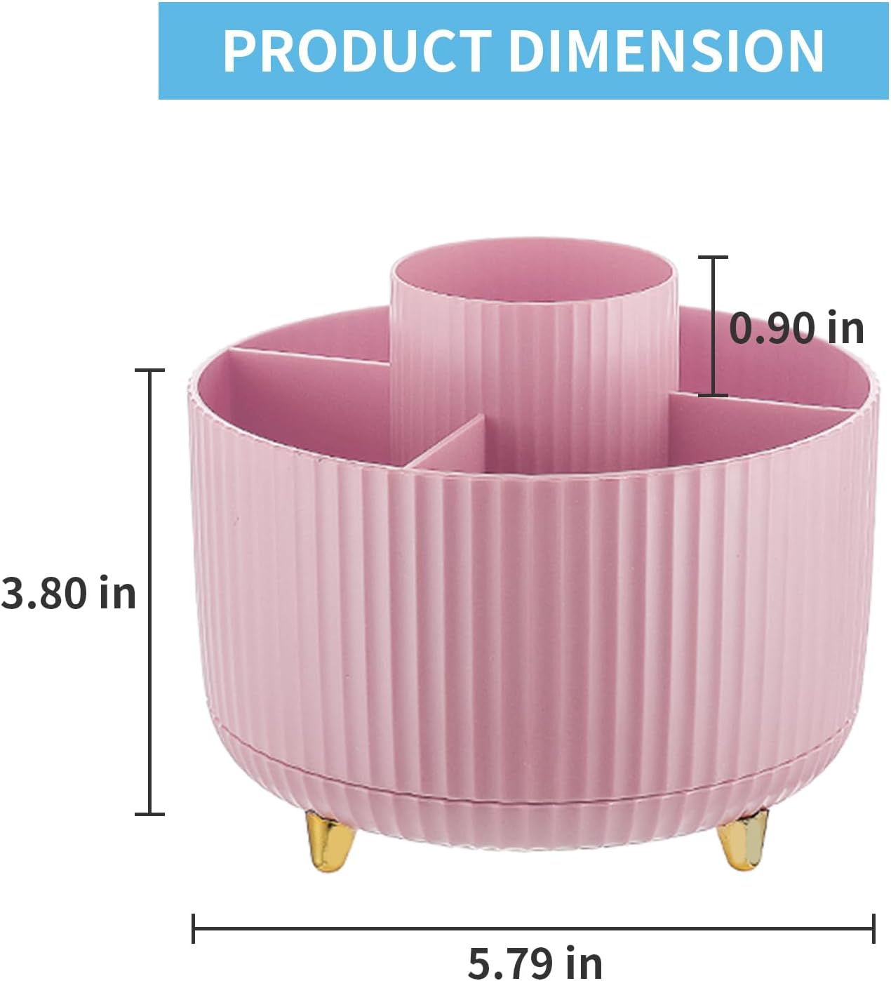 Detalle de Marbrasse Plastic Rotating Pen Holder-Pink Desk Organizer, 5 Compartments