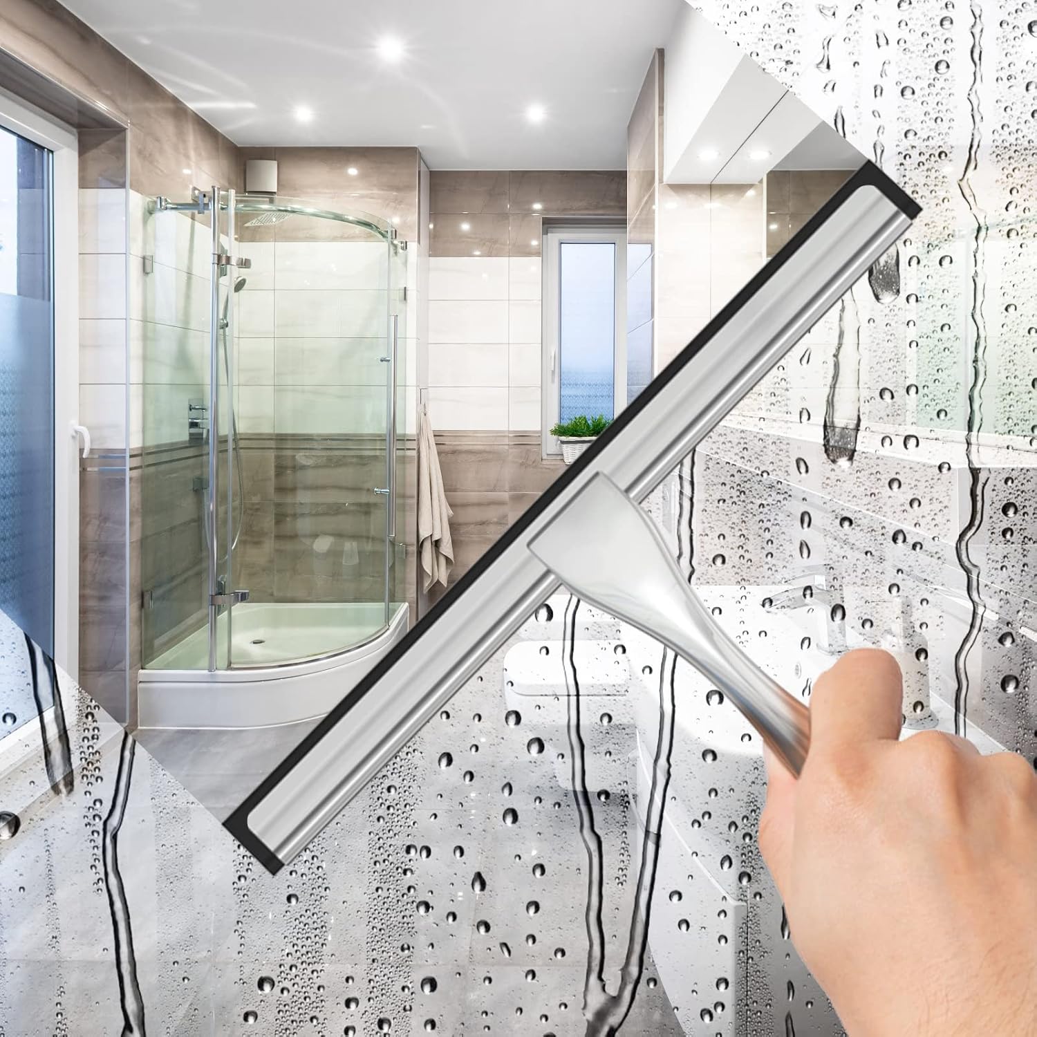 Detalle de All-Purpose Stainless Steel Shower Squeegee 10"