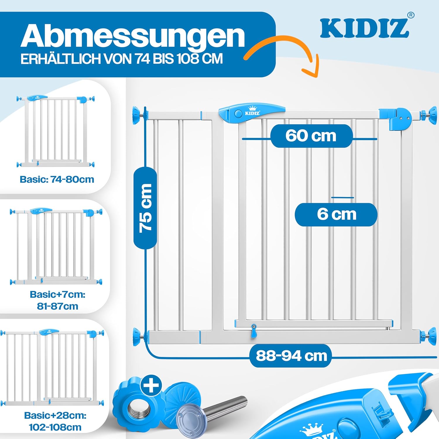 Thumbnail 1 de KIDIZ Treppenschutzgitter ohne Bohren 88-94 cm