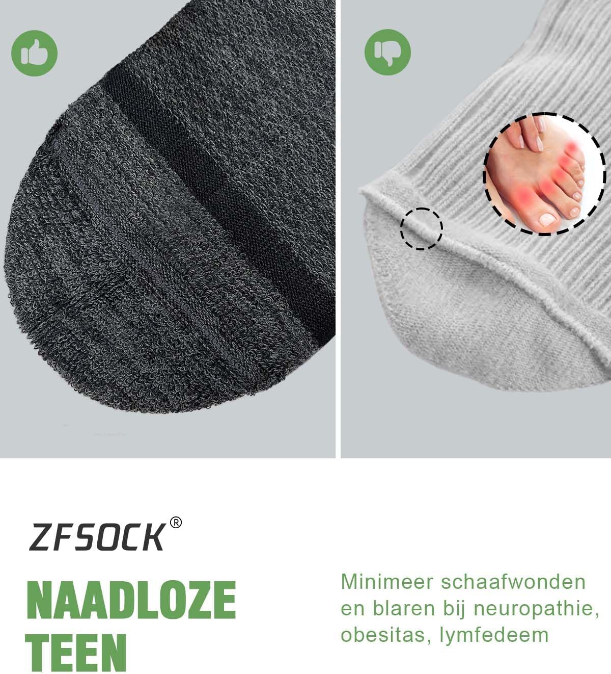 Detalle de ZFSOCK ZFW7259 diabetessokken van bamboe met antislip en brede pasvorm