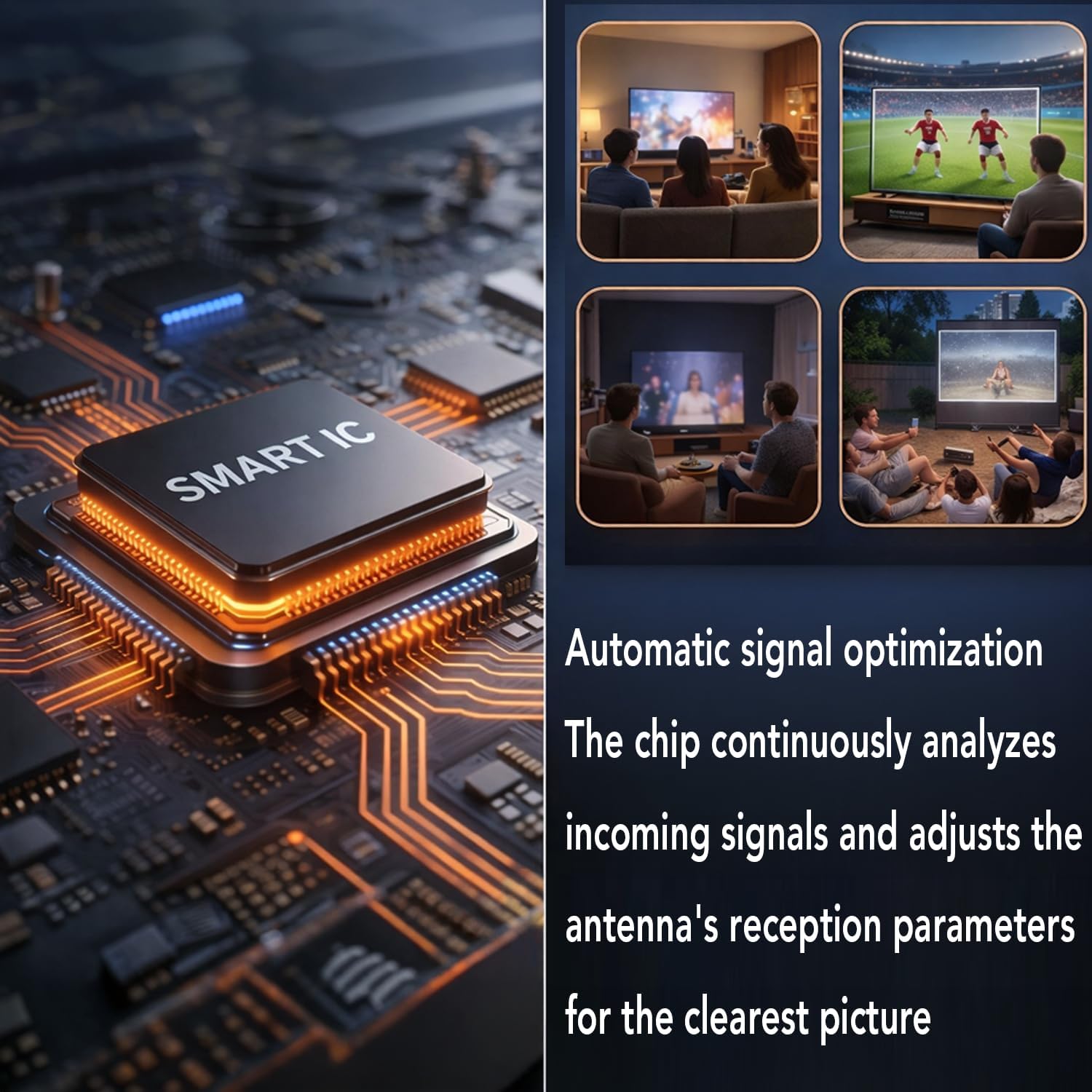 Thumbnail 2 de Five Star Flat Panel Indoor TV Antenna (Long Range) with Amplified HD Reception and Signal Booster