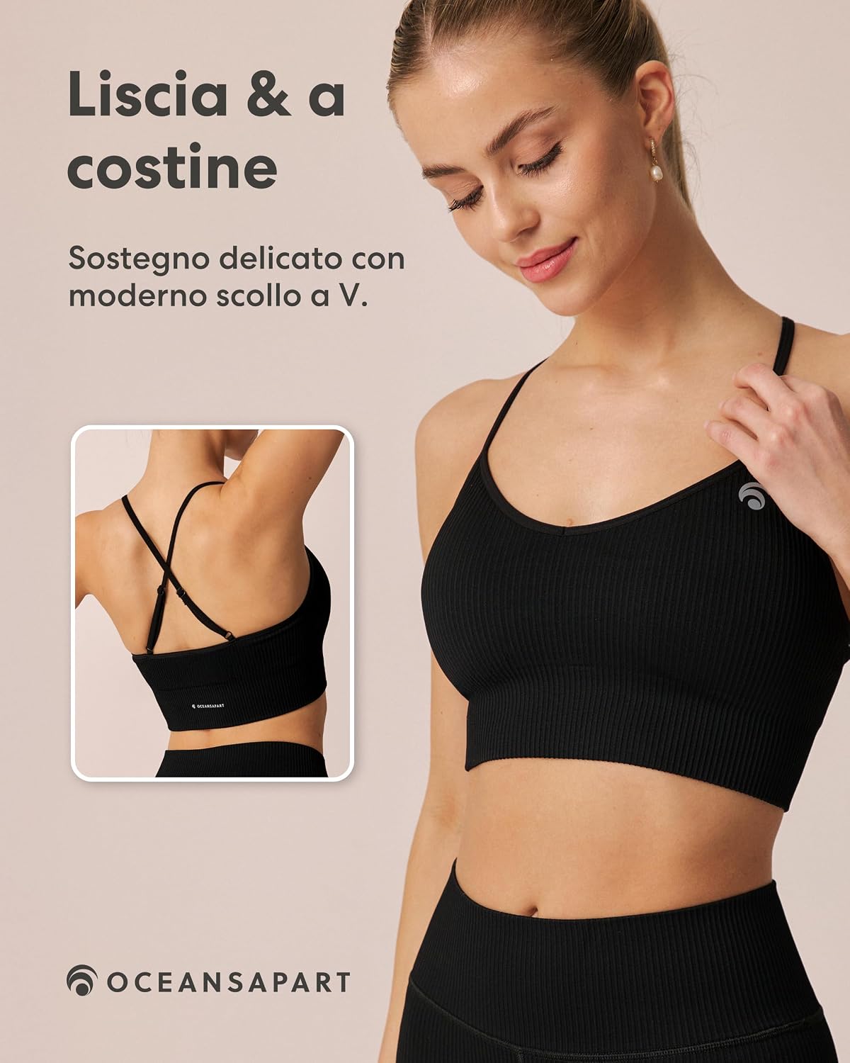 Detalle 2 de OCEANSAPART Maya Bra reggiseno sportivo senza cuciture