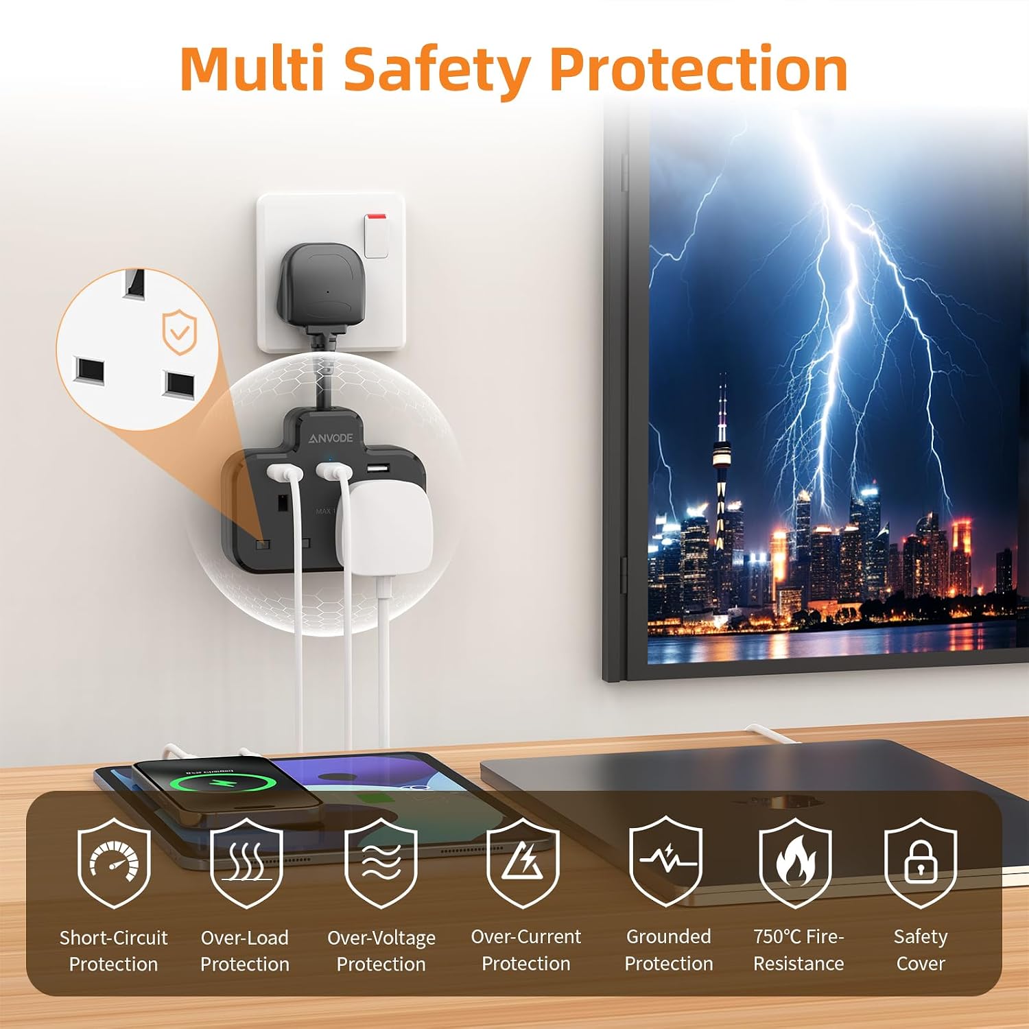Thumbnail 6 de Double Plug Adaptor with USB 3250W