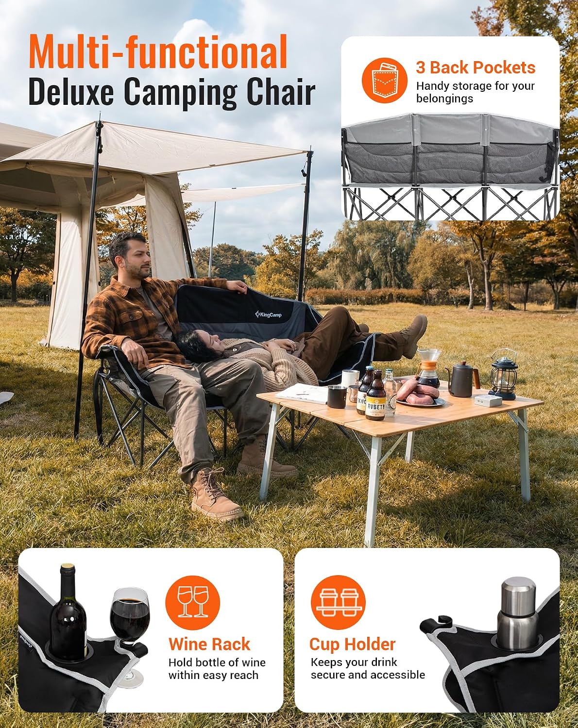 Thumbnail 5 de KingCamp Double Camping Chair 300 kg