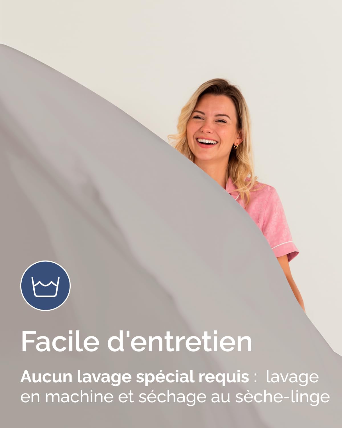 Thumbnail 6 de Drap-Housse 100x200 cm Bonnet 40 cm extra profond en microfibre poly brush gris clair – OEKO-TEX