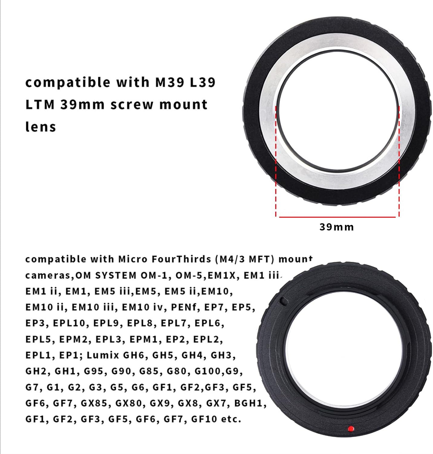 Detalle 2 de L39-M4/3 Lens Adapter: LM L39/LTM to Micro Four Thirds—Manual, Vintage Lens Compatibility