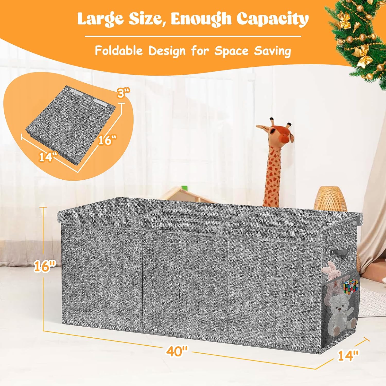 Thumbnail 6 de Beadsky Extra Large Toy Box: Collapsible 150L Toy Storage Chest for Toddlers