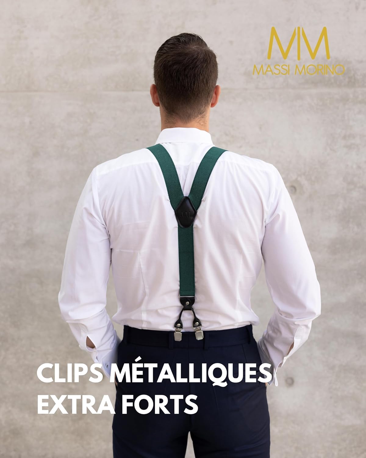 Detalle de Ensemble Massi Morino : bretelles en Y avec nœud papillon pré-attaché pour costume