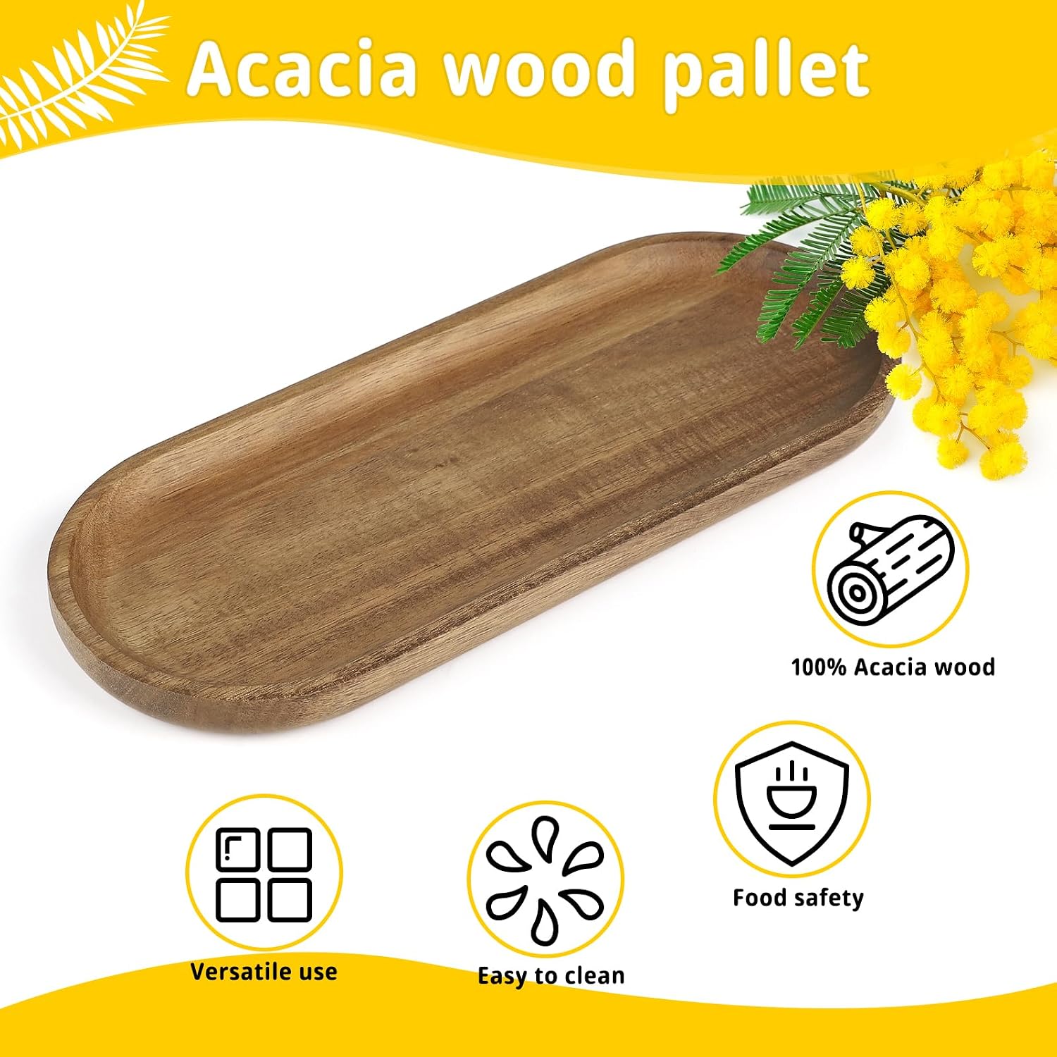 Detalle 2 de Supaway 98541 Oval Acacia Wood Serving Tray, 30 x 12 x 2 cm