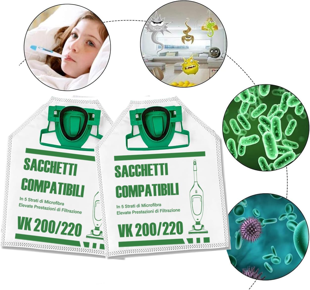 Thumbnail 3 de 12 sacchetti compatibili per aspirapolvere Folletto VK200–VK220S