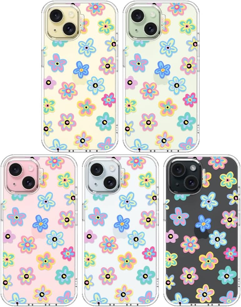 Thumbnail 2 de MOSNOVO Case for iPhone 15 Plus / 14 Plus — Buffertech 6.6ft Drop Protection, Clear Groovy Flower Bumper